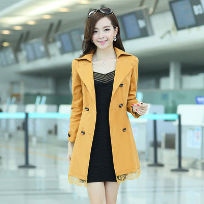 Slim-fit double-breasted trench coat coat