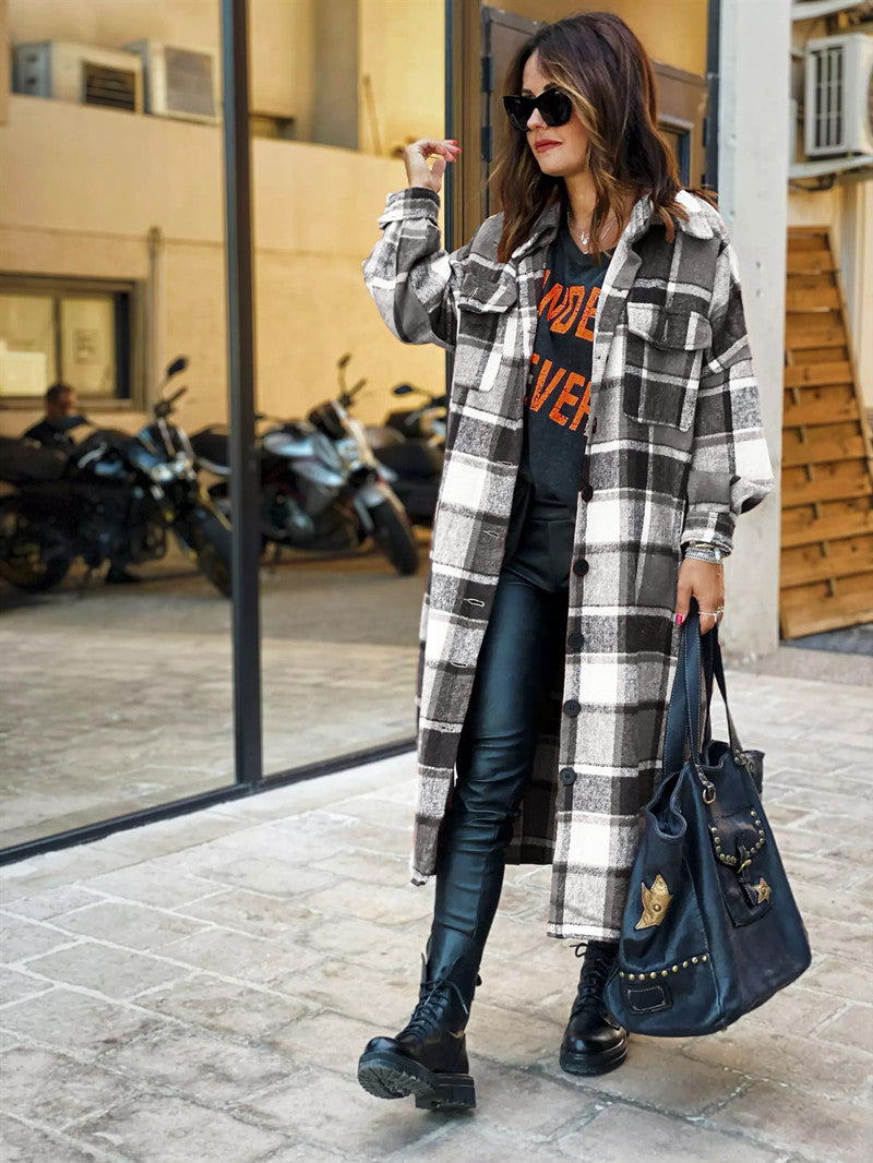Long trench coat side slit lapel slim fit