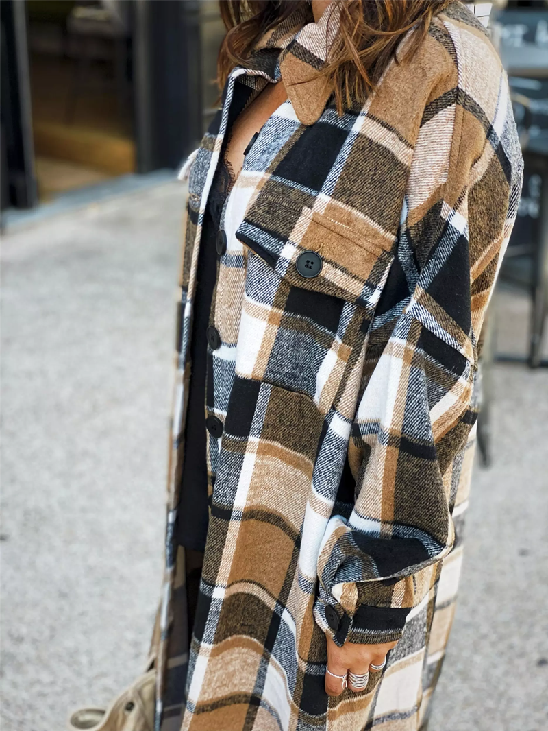 Long trench coat side slit lapel slim fit