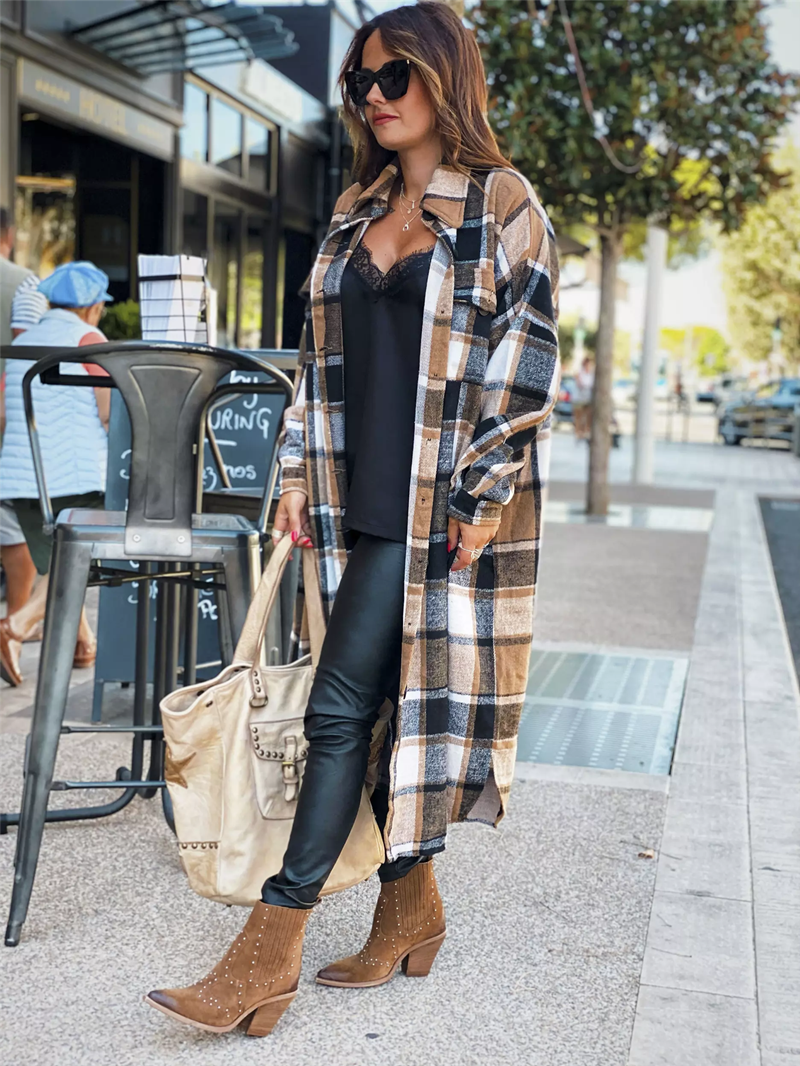 Long trench coat side slit lapel slim fit