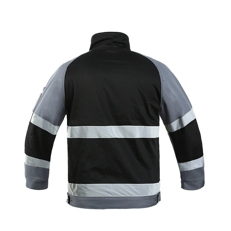 Spring And Autumn Jacket Black Grey Splicing Tooling Reflective