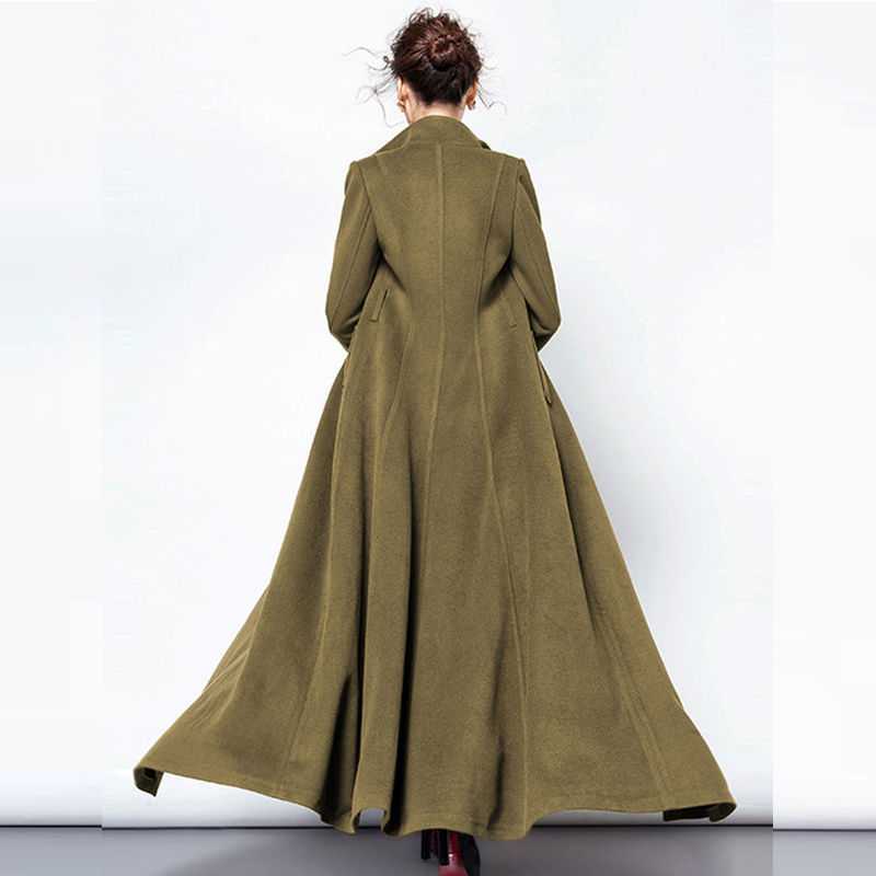 Women's Long Slim Over-the-knee Woolen Trench Coat