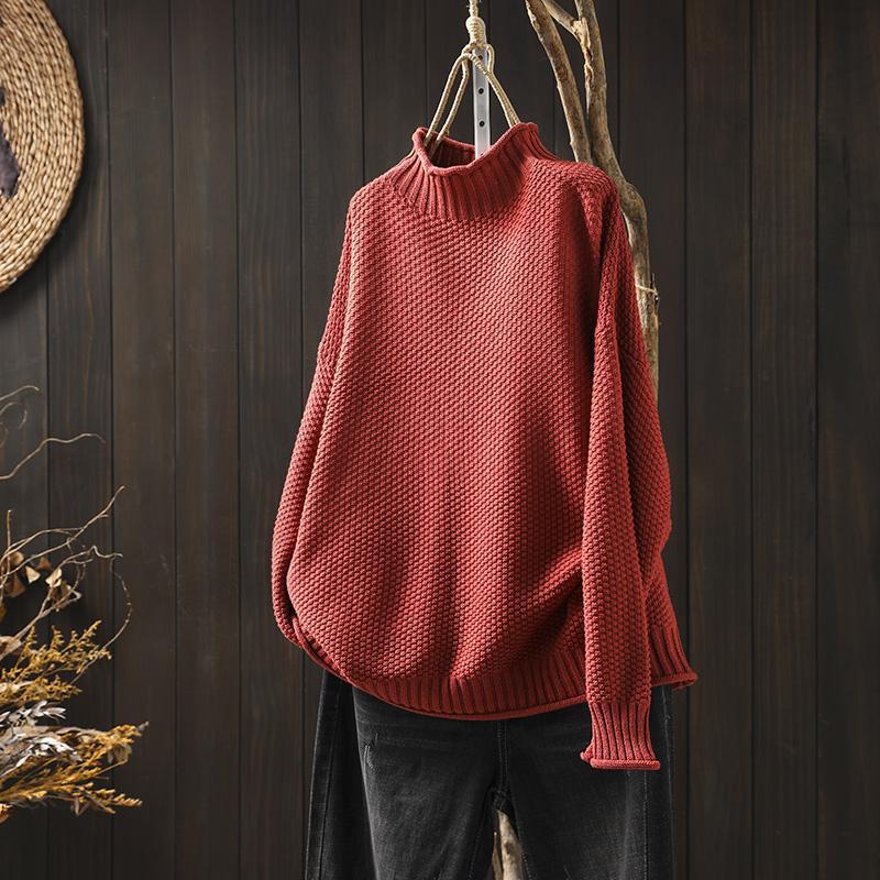 Mock Neck Sweater Women Loose Plus Size