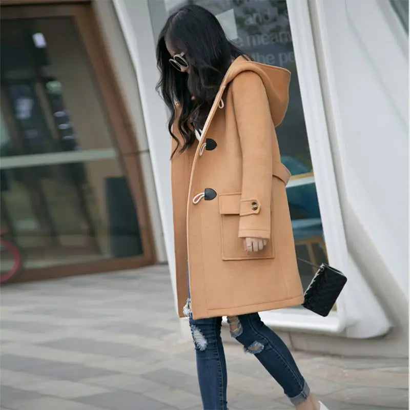 Female New Woman Woolen Coats Female Classic Casual Retro Loose Long Woolen Coats Female Fashion Streetwear Blend Overcoats Q293