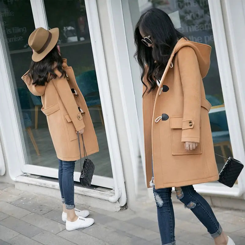 Female New Woman Woolen Coats Female Classic Casual Retro Loose Long Woolen Coats Female Fashion Streetwear Blend Overcoats Q293