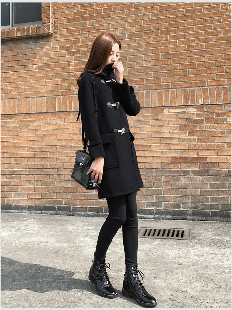 Female New Woman Woolen Coats Female Classic Casual Retro Loose Long Woolen Coats Female Fashion Streetwear Blend Overcoats Q293