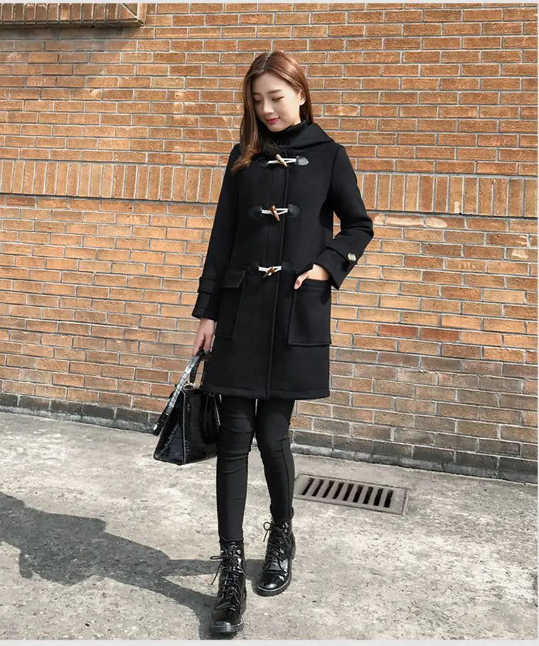 Female New Woman Woolen Coats Female Classic Casual Retro Loose Long Woolen Coats Female Fashion Streetwear Blend Overcoats Q293