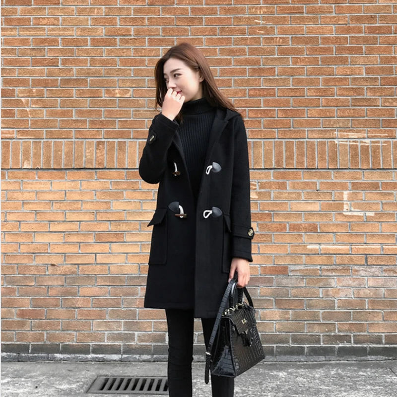 Female New Woman Woolen Coats Female Classic Casual Retro Loose Long Woolen Coats Female Fashion Streetwear Blend Overcoats Q293