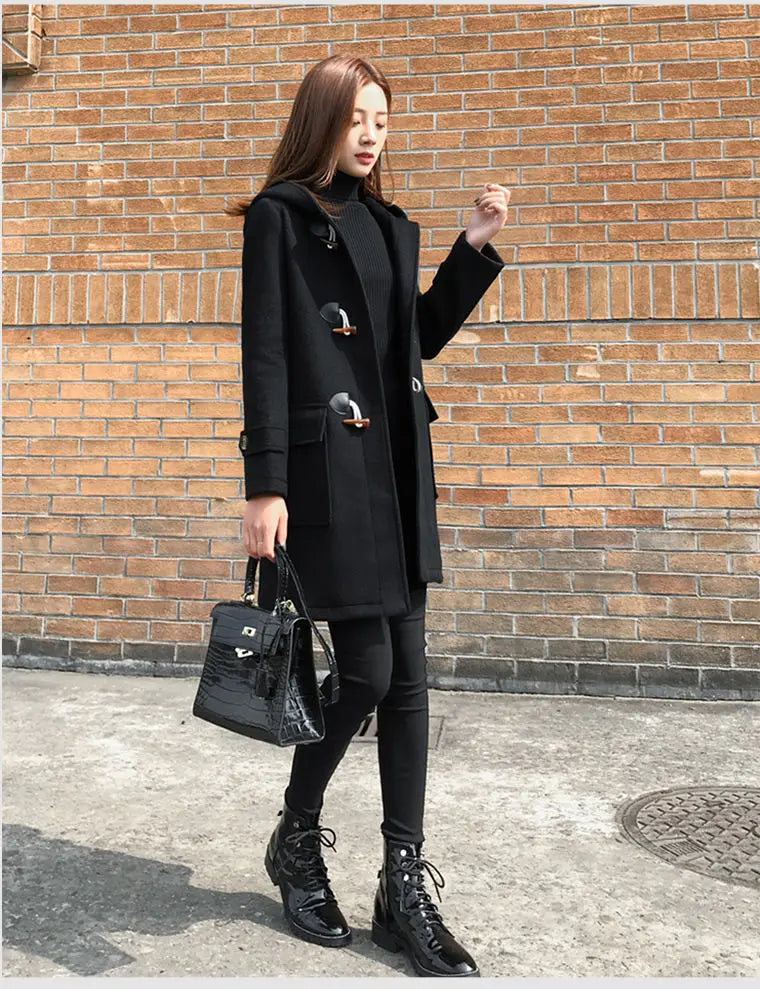 Female New Woman Woolen Coats Female Classic Casual Retro Loose Long Woolen Coats Female Fashion Streetwear Blend Overcoats Q293