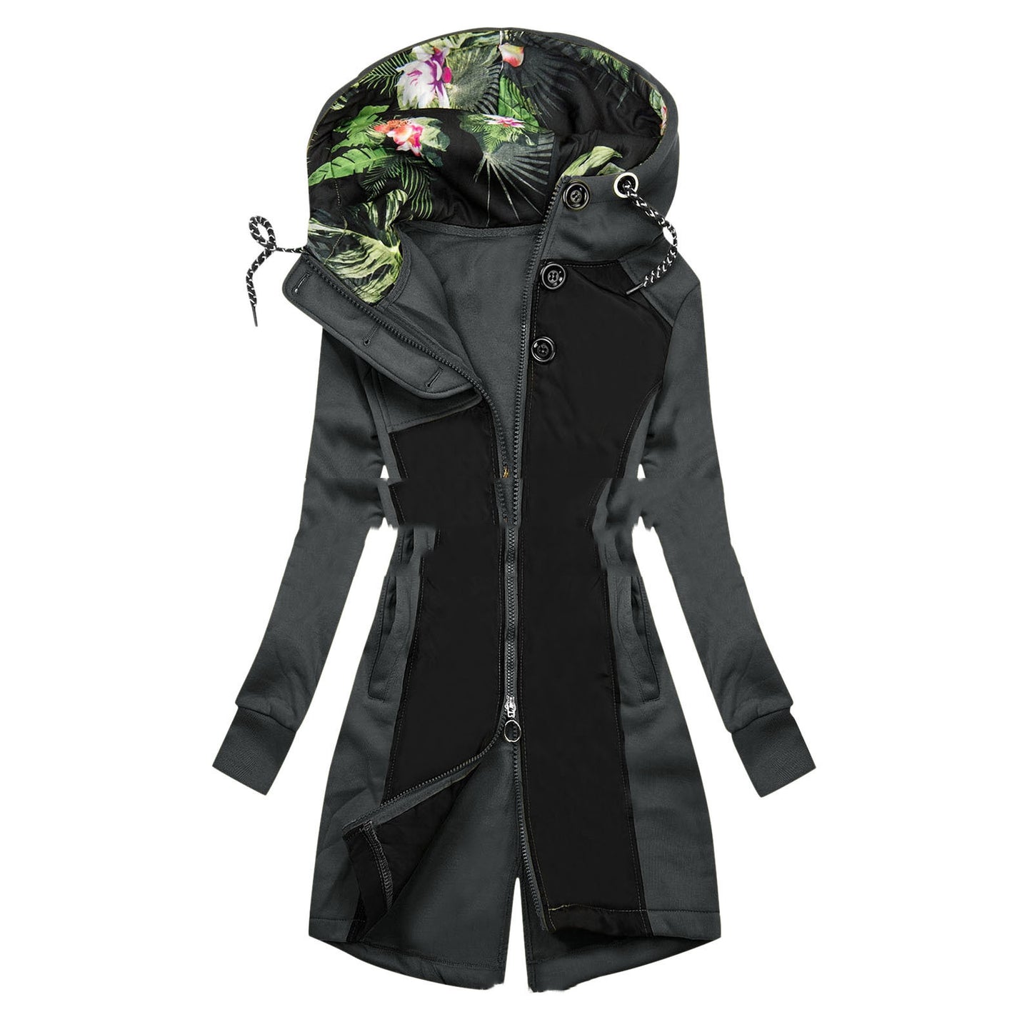 Mid-length Trench Coat With Hood Slim Fit